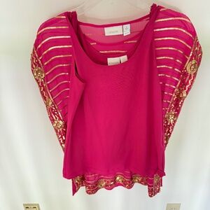 Chico’s Fuschia and Gold Top with matching tank